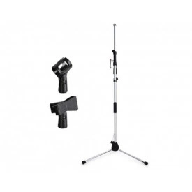 Stativ trepied microfon (x2), Trepied pliabil, reglabil 50 - 190 CM, Suport podea cromat, - Img 6