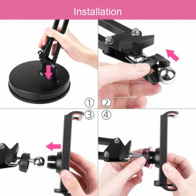 Suport tip foarfeca Brat flexibil suspensie, Baza robusta, Stativ masa tableta/telefon(smartphone) Ipad, Stand articulat - Img 4