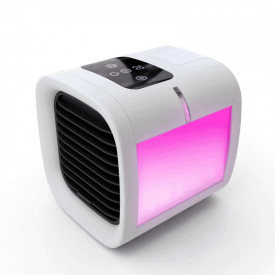 Ventilator cu pulverizare apa, Cooler tip *Mini aer conditionat portabil*, Lampa veghe RGB, Afisaj digital temperatura, Alimentare USB - Img 5