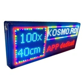 100x40 CM Exterior, Caseta Luminoasa LED, Reclama firma multicolora, Programabila WI-FI, (96x32 pixeli LED P10 RGB FullColor)