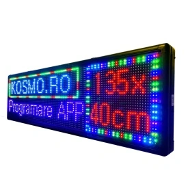 135x40 CM (128x32 pixeli LED P10 RGB FullColor), Firma luminoasa casetata reclama, Programabila WI-FI sau USB