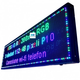 200x55 CM Panou Publicitar LED RGB Reclama Firma Luminoasa programabila telefon (192x48 pixeli LED P10) - Img 3