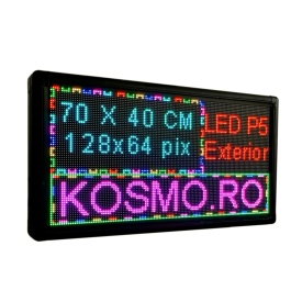 70x40 CM P5 Firma luminoasa LED P5 Display reclama dinamica, Programare aplicatie (128x64 pixeli) - Img 1