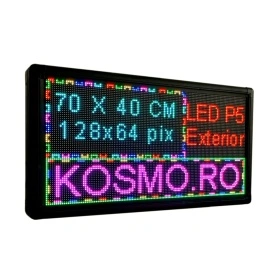 70x40 CM P5 Firma luminoasa LED P5 Display reclama dinamica, Programare aplicatie (128x64 pixeli)