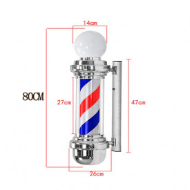 BarberPole 80CM, Reclama Firma Luminoasa Frizerie Coafor BarberShop, Tub rotativ luminat, Bec LED