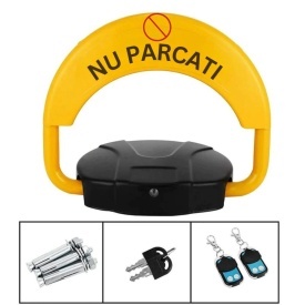 Blocator parcare (nu parcati) automat cu baterii, 2 x telecomanda wireless, 2 chei, metalic