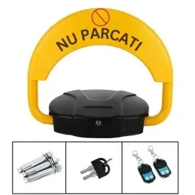 Blocator parcare (nu parcati) automat cu baterii, 2 x telecomanda wireless, 2 chei, metalic