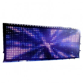 Cortina digitala LED RGB DJ Booth 6x2 m 1600 becuri P90, Modul comanda cu intrare DMX, Efecte evenimente scena club 600x200 cm