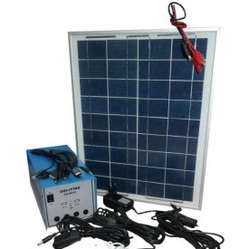 Kit Acumulator solar 12V 12A GD-8018 Baterie cu priza 220V + Panou 18V 20W + 3 Becuri LED - Img 3
