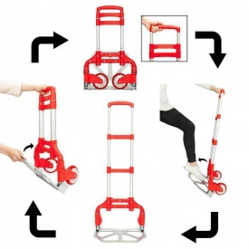 Liza transport tip troller 75KG, Carucior pentru marfa pliabil cu roti, 60 - 100cm - Img 4