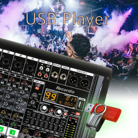 Mixer audio 4 canale amplificat 2 x 450W, Bluetooth, USB, 99 Efecte digitale, Consola DJ boxe - Img 3