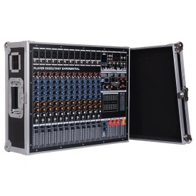 Mixer audio amplificat 2 x 1000W + case cutie transport, 16 efecte DSP, Consola DJ activa