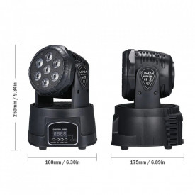 Moving head WASH 7 x 10W RGBW LED, Rotativ 540°, Beam, Strobo, Senzor sunet automat - Img 2