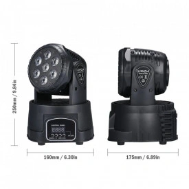 Moving head WASH 7 x 10W RGBW LED, Rotativ 540°, Beam, Strobo, Senzor sunet automat - Img 2