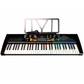 Orga electronica cu tastatura iluminata YM-869, 61 Clape LED pentru invatat, 600 Timbre, Pian incepatori
