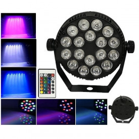 PAR-LED 18 Becuri 1W, Telecomanda, Lumini disco scena party, Microfon incorporat - Img 2