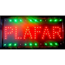 Reclama LED "PLAFAR", Semn luminos vitrina magazin geam firma