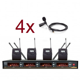 Set 4 x Lavaliera Wireless, Microfon profesional prezentare/scena/sala conferinta, 4 Lavaliere + Receiver UHF