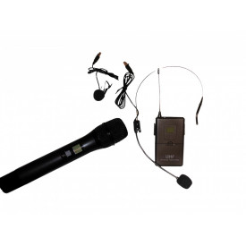 Set Microfon Wireless + Lavaliera Headset/Clema haina, Receiver cu display LCD, WVNGR WG-8833 - Img 2