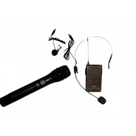 Set Microfon Wireless + Lavaliera Headset/Clema haina, Receiver cu display LCD, WVNGR WG-8833 - Img 2