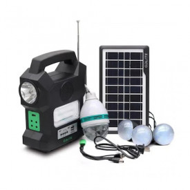 Sistem solar portabil GD-1000A, Boxa bluetooth, Powerbank USB, Lanterna, 3 becuri - Img 1
