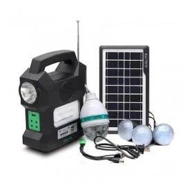 Sistem solar portabil GD-1000A, Boxa bluetooth, Powerbank USB, Lanterna, 3 becuri