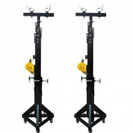 Stativ schela lumini truss crank 175-400CM cu manivela, Suport traversa pliabil, 4 segmente, Roti, Teu, 2 catuse - Img 3
