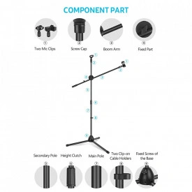 Suport pentru doua microfoane, stativ trepied reglabil 70-200cm, YS9063, Profesional - Img 3