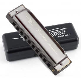 Swan Harmonica - Muzicuta 100x27x20mm, Otel + Plastic, 10 gauri 20 de sunete