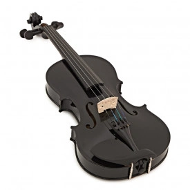Vioara acustica neagra 4/4 incepator + 4 corzi metalice rezerva + Arcus + Toc + Sacaz - Img 3