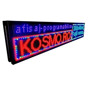 200x40 CM Firma reclama luminoasa LED fata + verso, Dublu Afisaj LED color programabil aplicatie (192x32 pixeli P10 RGB) - Img 3