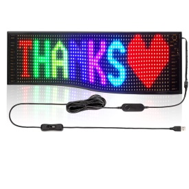 Afisaj programabil AUTO cu aplicatie telefon, 64x16 pixeli LED RGB Alimentare 5V USB, Taxi Uber Bolt - Img 2