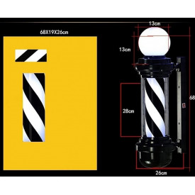 Barber Pole Alb Negru 73CM, Rotativ, Reclama luminoasa frizerie salon coafor - Img 2
