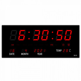 Ceas electronic digital perete 36x15CM cu afisaj LED ora/minut/secunda, data, temperatura, cronometru, secundar, 3615 - Img 6