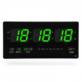 Ceas LED afisaj digital 46x22cm Verde / Albastru, Calendar, Temperatura, Secundar, 4622 - Img 5