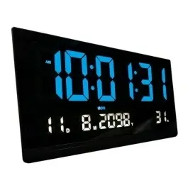 Ceas sala electronic LED afisaj digital 50x25 cm, Calendar, Temperatura, Secundar, Ziua saptamanii, Albastru / Verde / Rosu, Perete - Img 3