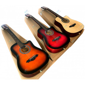 Chitara acustica 4/4 38" 97cm, 6 corzi metalice + Capodastru + Pana, Varianta pt incepatori/adolescenti/copii - Img 3