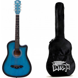 Chitara acustica albastra 3/4 Mic 90CM, Pentru incepatori, amatori, 6 Corzi metalice - Img 1