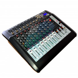 Consola DJ Bluetooth, Mixer audio amplificat 8 canale 2x400W, USB, Display, Amplificator boxe pasive - Img 1
