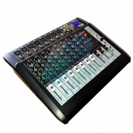 Consola DJ Bluetooth, Mixer audio amplificat 8 canale 2x400W, USB, Display, Amplificator boxe pasive