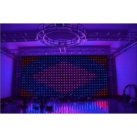 Cortina digitala LED RGB DJ Booth 6x2 m 1600 becuri P90, Modul comanda cu intrare DMX, Efecte evenimente scena club 600x200 cm - Img 2