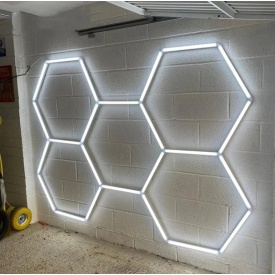 Lampa LED plafon tip neon hexagon X5, 6W per latura, Plafoniera tavan lumina alba service frizerie garaj