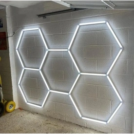 Lampa LED plafon tip neon hexagon X5, 6W per latura, Plafoniera tavan lumina alba service frizerie garaj