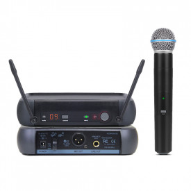 Microfon Wireless Profesional + Receiver PGX B58 + Geanta / voce, prezentari, karaoke, cantat - Img 1