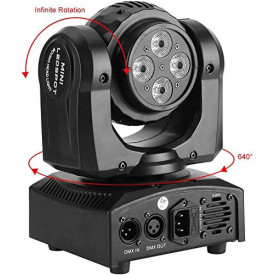 Moving head proiector dublu (fata-verso) 1x20W RGBW & 4x10W WASH LED, Aparat cu cap rotativ lumini scena club party disco - Img 6