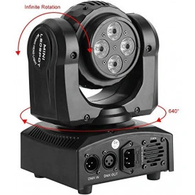 Moving head proiector dublu (fata-verso) 1x20W RGBW & 4x10W WASH LED, Aparat cu cap rotativ lumini scena club party disco - Img 6