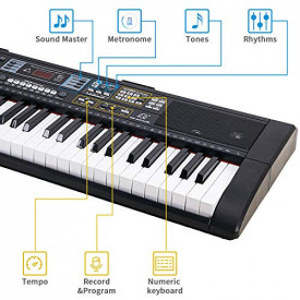 Orga electronica MQ-607 Bluetooth + Cadru metalic + Casti wireless + Microfon, Pian 61 clape, USB, 200 Timbre/Ritmuri - Img 6