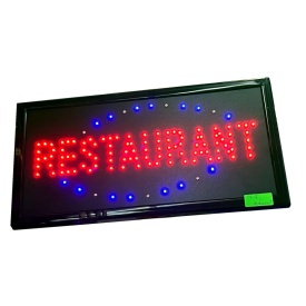 Semn luminos cu becuri LED = RESTAURANT, Panou interior reclama firma luminoasa
