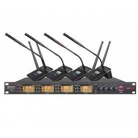 Set 4 microfoane profesionale wireless de conferinta, Receiver profesional ST-208, Comutare frecventa