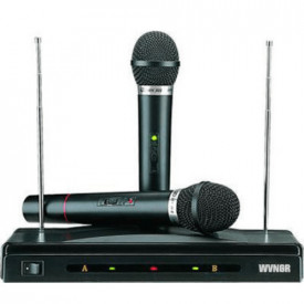 Set karaoke cu 2x Microfon Wireless, Buton On-Off, Receiver FM System WVNGR C-05 HEROSTAR - Img 1